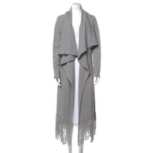 The PERFEXT Neutral Cashmere Fringe Duster Longline Open Cardigan $995 Retail